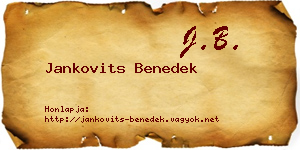 Jankovits Benedek névjegykártya